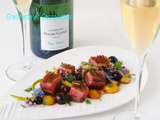 Accord Mets et Champagne, Magret de Canard rôti aux Mirabelles et Champagne Brut Nature Grand Cru Hugues Godmé