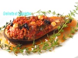 Aubergines farcies à l'étouffée, au Petit Epeautre et à la Tomate, Végétarien