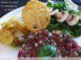 Tartare de boeuf et champignons au Basilic