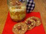 Verrine de Riz au lait et Poires au sirop accompagnée de Croquants aux Noisettes