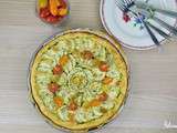 Tarte fine courgette, mozarella et pesto