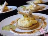 Mousse au citron sur un gros biscuit sablé, meringue en deux cuissons