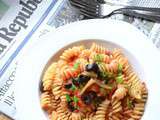 Fusilli tomates olives noires et citron confit