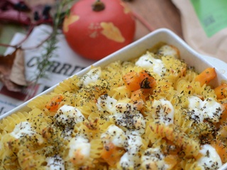 Gratin de pâtes butternut béchamel et mozzarella #végétarien