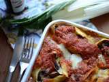 Lasagne roulées aux blettes, champignons et coulis de tomates