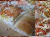 Pizza blanche saumon et crevettes