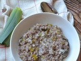 Risotto au vin rouge et poireau