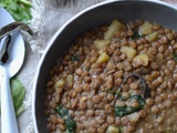 Soupe lentilles pommes de terre épinards #végétarien