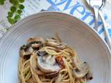 Spaghetti champignons de Paris tomates séchées #végérarien