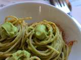 Spaghetti et sauce avocat