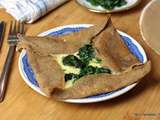 Galette de blé noir à la crème, emmental & tombée d’épinards