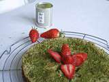 Cheesecake Matcha & Gariguettes – Matcha cheesecake with strawberries