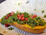 Patates douces garnies au pesto de chou kale