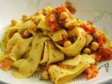 Tagliatelle aux pois chiches, aux tomates cerises et au basilic