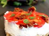 Cheesecake aux notes du sud: tomate et basilic