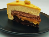 Entremets cacahuètes, caramel, chocolat