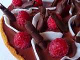 Tarte coco, chocolat, framboises