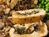 Rôti de tofu et sa sauce aux champignons (végan)