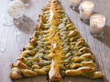 Sapin de Noël feuilleté au pesto