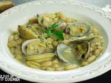 Haricots blancs aux palourdes (judías blancas con almejas). Cuisine espagnole