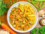 Sauté de dinde sauce aux légumes et champignons