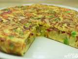 Tortilla paysanne (omelette espagnole aux légumes et jambon cru)