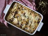 Gratin de pâtes alsaciennes (spätzle) aux champignons et au munster