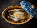 Poulet cuit en baeckeoffe avec sa garniture de légumes