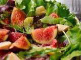 Salade verte, figues, jambon cru, tomates confites