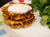 Galettes de courge spaghetti, sauce au yaourt