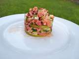 Tartare de pomme pastèque courgette saumon