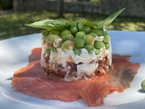 Tartare petits pois tomates sur lit de saumon 3 💙