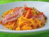 Nid de Tagliatelles ''Tomates, Pancetta & Mozarella''