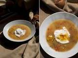 Soupe aux poivrons et son soleil poché + Technique de l’œuf poché