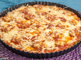 Pizza de brocolis au chorizo et emmental