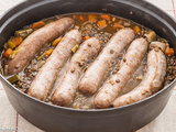 Potée de saucisses aux lentilles et légumes d’hiver