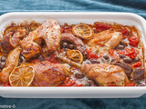 Poulet rôti aux tomates cerises, citron et olives