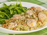 Saint jacques et crevettes au chou romanesco