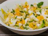 Salade d'endive, avocat et oeufs durs, sauce yaourt