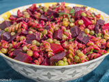 Salade de pâtes aux petits pois, betteraves et fines herbes