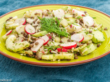 Salade de riz et lentilles au concombre et radis