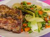 Travers de porc aux herbes et légumes de printemps