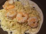 Spaghetti aux crevettes sauce ricotta