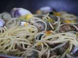 Spaghetti aux vongole et fleurs de courge