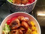 Atelier Poké Bowl au Saumon Caramélisé Pavot bleu & au trio de riz rouge noir et blanc