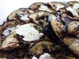 Aubergines tartinées au fromage frais