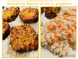 Beignets de courgettes et carottes au air fryer, riz au gingembre