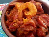 Cassolettes tomates-crevettes-chorizo