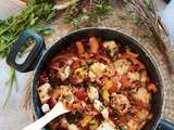 Poêlée de cabillaud et crevettes aux herbes