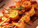 Brochettes de Crevettes Beurre de Curry & Gingembre